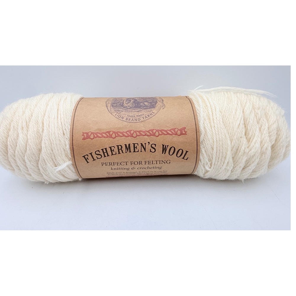 Lion Brand Fishermens Wool Yarn 100% Pure Virgin Wool Birch 8oz 465yd Medium 4
